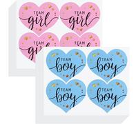 Gender Enthüllung Aufkleber - Set mit 96 Aufklebern für Baby Shower und Geburtsankündigung, Dekoration und Fotoaccessoires, Team Junge oder Mädchen