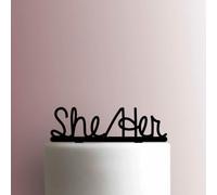 Gender Identity Pronom She Her Décoration de gâteau en acrylique Marron 15,2 cm de large