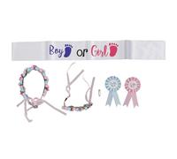 Gender Reveal Bandband Decoration Sash Maternity Belt Blue and Pink Button Pins Party Gift for Newborn Parents