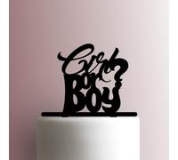 Gender Reveal Décoration de gâteau en acrylique Noir 12,7 cm de large