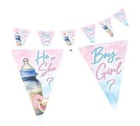 Gender Reveal Guirlande de fanions Rose 4-5 m 17 x 24 cm