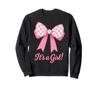 Gender Reveal It's a Girl Pink Bow Baby Annonce Art Sweatshirt