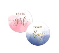 Gender Reveal Lot de 120 autocollants pour invitations à des fêtes et jeux de vote, étiquettes Team Boy et Team Girl avec feuille d'or pour les fêtes Reveal et Baby Showers (rose, marine)