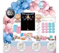 Gender Reveal Party Decoration avec Bracelets en Silicone, Tableau Gender Reveal Révélation du Genre, Gender Reveal Nappe, Décorations Surprise Boy or Girl, Garçons Ou Filles Baby Shower