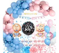 Gender Reveal Party Decoration, Baby Shower Décoration Mixte pour la Fêtes De Naissance, Boy or Girl Ballon avec Team Boy Team Girl Stickers Confettis, Boy Or Girl Banner for Baby Shower