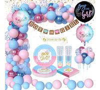 Gender Reveal Party Decoration, Baby Shower Décoration, Vaisselle Gender Reveal Party Bébé Girl Or Boy, Confettis Bleu et Rose, Boy Or Girl Banner for Baby Showerr, Fête de Révélation de Genre