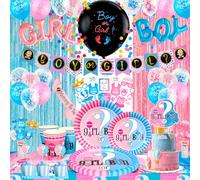 Gender Reveal Party Decoration,Gender Decoration&Vaisselle Gender Set-Party Banner Ballon Assiette Nappe etc Articles de Fête de Révélation de Genre