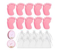 Gender Reveal Soap - 4.6x5.8cm, Footprint Shape Soap, 10 Sets Handmade | Gentle Scent, Handmade Soaps Favors, Scented Party Souvenirs For Guests, Shower, Gender Reveal, Birthday, Wedding