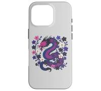 Genderfluid Japanese Dragon Queer Pride Flag Colors Floral Coque pour iPhone 16 Pro