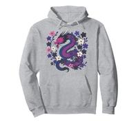 Genderfluid Japanese Dragon Queer Pride Flag Colors Floral Sweat à Capuche