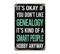 Généalogie, Un Passe-Temps Pour Les Personnes Intelligentes Plaque Métal Résistant Aux Uv Plaques En Tôle Avec Trous Percés Plaque Métallique Pour Atelier Cuisine Décoration Murale 20X30Cm