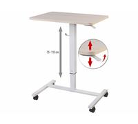 General Office Bureau assis/debout manuel avec roulettes - aspect bois