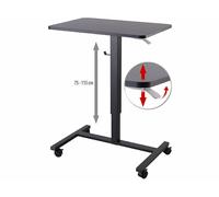 General Office Bureau assis/debout manuel avec roulettes - coloris noir