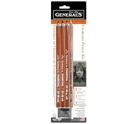 General Pencil 321742 557BP Ensemble de 4 crayons au charbon avec gomme Hauteur de 0,3 cm, largeur de 7 cm et longueur de 25 cm