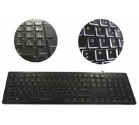 General Keys Clavier USB lumineux AZERTY pavé numérique rétroéclairé LED blanc silencieux