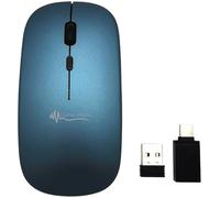 GeneralKeys Mini souris sans fil Bluetooth avec molette de défilement, BT 5.2, 2,4 GHz, USB, gris bleu