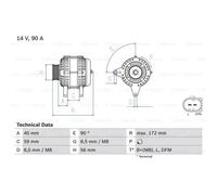 Générateur Bosch Alternateur 90A 14V Pour VW New Beetle Cabriolet 1Y7 Golf IV
