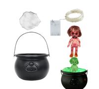 Générateur de brouillard pour chaudron de sorcière, chaudron noir avec lumières LED, outil de décoration d'atmosphère effrayante pour cheminée, fête d'Halloween, table d'entrée, meuble TV