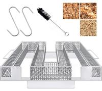Générateur de fumée froide - En acier inoxydable - Avec brosse et crochet - Idéal pour fumoir, barbecue, barbecue boule - 22,5 x17.5 x 4 cm