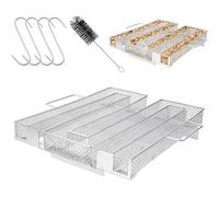 Générateur de Fumée Froide en Acier Inoxydable pour Fumoir Professionelle, Boîte de Fumoir de Granule Fumage Viande Poisson Barbecue Légumes, BBQ, avec Brosse de Nettoyage et Crochets(M)