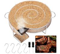 Générateur de Fumée Froide, Générateur de Fumée Rond avec 2 Brosse et 4 Crochet, Générateur de Fumée Froide de Acier Inoxydable, Serpentin Fumoir à Froid pour Fumoirs, Barbecues, Fumeurs, Grils