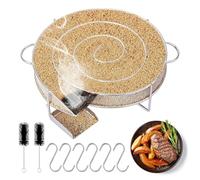 Générateur de fumée froide Mizikuu avec anse, rond, en acier inoxydable, 6 crochets à viande + 2 brosses de nettoyage, fumoir alimentaire pour barbecue