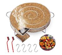 Generateur De Fumee Froide Pour Fumoir Serpentin Pour Fumoir Fumoir a Froid Fumoir Générateur De Fumée En Acier Inoxydable Avec 2 Brosse, 5 Crochets à Viande Pour Griller Bacon Poisson Saumon(Rond)