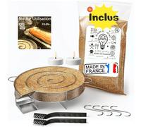 Générateur de Fumée Froide (serpentin pour fumoir)+La Sciure de Bois Hêtre Inclus 1.3 L (MADE IN FRANCE)+4 Crochets +2 Brosses de Nettoyage Offerts, Fumoir pour Viande et Poisson,Manuel en français