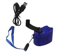 Générateur d'énergie portable USB à manivelle pour téléphones mobiles avec câble de données intégré, fournissant une recharge de secours dans des endroits éloignés (bleu)