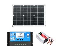 Générateur d'énergie solaire - Kit de panneau tout-en-un, grille de puissances de sortie CC 18 W, chargeur de batterie régulé de 30 A | Module de contrôle onduleur ondulé, solution d'alimentation