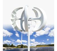 Générateur D'éolienne 10000W 12V/24V/48V/110V/220V Générateur Vertical à 5 pales Kit D'éolienne à Aimant Permanent Triphasé AC avec Contrôleur, pour Maison/Bateau/Chalet/Camping-Car,White220V