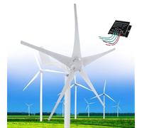 Générateur d'éolienne 12 000 W, design à axe vertical à 5 pales CC 12 V/24 V/48 V, kit d'aimant permanent triphasé AC avec contrôleur MPPT pour systèmes solaires hybrides