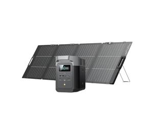 Générateur électrique solaire EcoFlow DELTA 2 avec panneau solaire 220 W | Capacité de 1-3 kWh, batterie LFP, charge rapide, station électrique pour secours domestique, balcon, camping et camping-cars