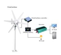 Générateur Éolien 800W 12V/24V - CREMLANK - Kit Éolienne à 6 Pales avec Contrôleur - 32 m/s - BLANC - 105X65CM