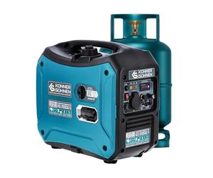 Générateur inverter à gaz/essence Könner & Söhnen KS 2000iG S, boîtier insonorisé, 2000 W, une prise 1x16A (230V), 2 ports USB, affichage LED, Economie mode, enroulement en cuivre, EURO V, onduleur