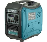 Générateur inverter Könner & Söhnen KS 2000i S, boîtier insonorisé 64dB (Lpa 7m), puissance max 2000 W, prise 1x16A (230V), 2 ports USB, affichage LED, mode d’économie de carburant, moteur EURO V.