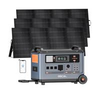 Générateur solaire OSCAL PowerMax 6000 avec 3 panneaux solaires de 400 W, prises secteur de 6000W (9000 W en crête), charge secteur de 2200W / charge solaire de 2400W, secours à domicile