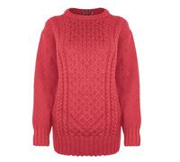 Generation Fashion Nouveau Chandail Femmes Tricoté Aran Manches Longues Col Ras-du-cou Pullover Top 8-30, Rouge grenade, S-M