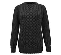 Generation Fashion Nouveau Chandail Femmes Tricoté Aran Manches Longues Col Ras-du-cou Pullover Top 8-30, Noir , 56-58 Grande taille