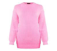 Generation Fashion Pull ample à manches longues pour femme - Style décontracté et décontracté - Léger, rose vif, S-M