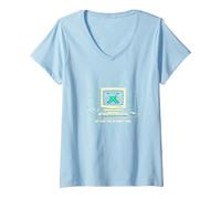 Génération X : Nous Avons Fait Internet Cool Ordinateur rétro T-Shirt avec Col en V, Femme, Bleu Céleste, S