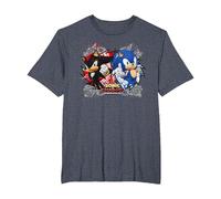 Générations Sonic x Shadow T-Shirt, Homme Grandes Tailles, Bleu Chiné, 4X Tall
