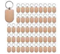 Generchin 100 Pièces Porte-Clés en Bois Vierge Gravure de Clé Vierges Porte-Clés en Bois Inachevé Porte-Clés Porte-Clés pour Bricolage Artisanat Style 7