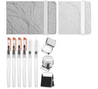 Generchin 11 Pièces Mini Ensemble de Palette D'Aquarelle Portable, 12 Grilles Palette D'Aquarelle Bloc de Papier Aquarelle, Carnet de Croquis, Stylos Pinceaux Durables Faciles à Utiliser