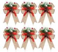 Generchin 12 Pièces Nœuds en Toile de Jute de Noël avec Pommes de Pin Aiguilles de Pin Nœuds en à Carreaux de Noël Décoration d'arbre de Noël Nœuds