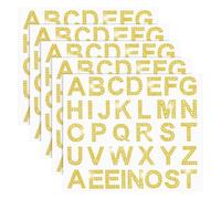 Generchin 170 Autocollants en Strass Argentés, 5 Feuilles de 34 Lettres de L'Alphabet à Paillettes Dorées