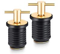 Generchin 2 PièCes Bouchon de Vidange à PoignéE en T Bouchons de Vidange de Bateau Marins à Rotation Bouchons en Caoutchouc avec PoignéE en Laiton Accessoires Marins de Bateau