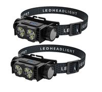 Generchin 2 Pièces de Lampe Frontale Rechargeable à Double Source LED Super Lumineuse, Étanche, pour la Pêche de Nuit, Le Camping et Le Travail.
