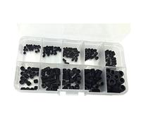 Generchin 200PCS M3 M5 M6 M8 Vis à TêTe Hexagonale à Six Pans Creux Kit D'Assortiment de Vis (Acier Allié Noir)