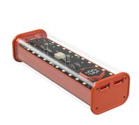 Generchin 21700 Boîte de Stockage de Batterie 4 Emplacements DIY Power Bank Box pour Chargeur 21700 Double Sortie USB Entrée TypeC Orange